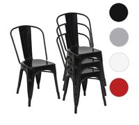 4x chaise de bistro HWC-A73, chaise empilable, métal, design industriel noir