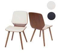 2x Chaise De Salle À Manger Hwc-B16, Bois Courbé, Rétro, Aspect Noyer Similicuir Crème