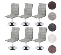 6x chaise de salle à manger HWC-C41, fauteuil, tissu vintage gris béton