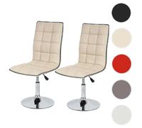 Mendler Lot de 2 chaises de séjour HWC-C41 similicuir crème