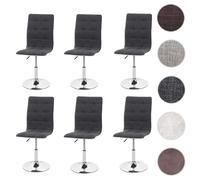 6x chaise de salle à manger HWC-C41, fauteuil, tissu gris clair