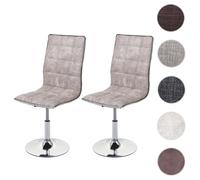 2x chaise de salle à manger HWC-C41, fauteuil, tissu vintage gris silex