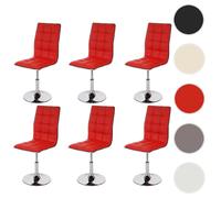 6x chaise de salle à manger HWC-C41, fauteuil, similicuir rouge