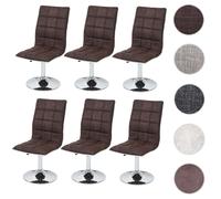 6x chaise de salle à manger HWC-C41, fauteuil, tissu vintage marron foncé