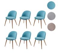 6x chaise de salle à manger HWC-D53, fauteuil, style rétro années 50, en velours bleu turquoise