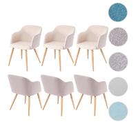 6x chaise de séjour/salle à manger HWC-D71, design rétro, accoudoirs, tissu couleur crème-beige