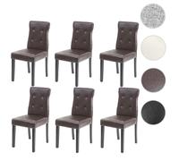 6x chaise de salle à manger HWC-E58, fauteuil similicuir marron, pieds foncés