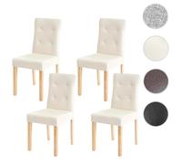 4x chaise de salle à manger MENDLER HWC-E58, fauteuil similicuir crème, pieds clairs Beige G