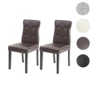 Mendler 2X Chaise de Salle à Manger HWC-E58, Fauteuil - Similicuir Marron, Pieds foncés