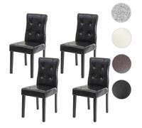 4x chaise de salle à manger HWC-E58, fauteuil similicuir noir, pieds foncés