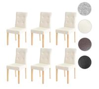 6x chaise de salle à manger HWC-E58, fauteuil similicuir crème, pieds clairs