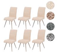 Lot de 6 chaises de salle à manger HWC-G55, fauteuil de cuisine, acier inoxydable brossé Tissu/Textile Chenille Öko-Tex crème