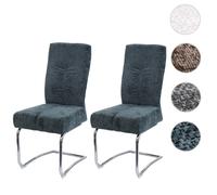 Lot De 2 Chaises De Salle À Manger Hwc-G56, Chaise De Cuisine Cantilever Chaise Inclinable, Métal Tissu/Textile Chenille Bleu-Vert Multicolore