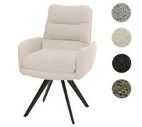 Chaise de salle à manger HWC-G66, chaise de cuisine pivotante Auto-Position Tissu/Textile Bouclé MVG blanc crème, avec accoudoirs