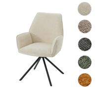 Chaise de salle à manger HWC-G67, chaise de cuisine avec accoudoirs, pivotante Auto-Position, chenille Öko-Tex MVG crème