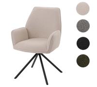 Chaise de salle à manger HWC-G67, chaise de cuisine Accoudoir, pivotant Auto-Position, tissu/textile Bouclé Öko-Tex MVG crème