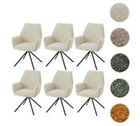 Lot de 6 chaises de salle à manger HWC-G67, chaise de cuisine avec accoudoirs, pivotante Auto-Position, chenille Oeko-Tex MVG crème