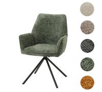 Chaise de salle à manger HWC-G67, chaise de cuisine avec accoudoirs, pivotante Auto-Position, chenille Öko-Tex MVG ~ vert