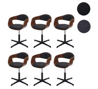 Lot De 6 Chaises De Salle À Manger Hwc-H46, Chaise De Cuisine, Réglable En Hauteur Mécanisme De Rotation Bois Courbé Aspect No Multicolore