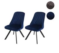 Lot de 2 chaises de salle à manger HWC-K25, chaise de cuisine, métal velours bleu