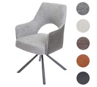 Chaise de salle à manger HWC-K30, chaise de cuisine, pivotante Auto-Position, tissu/textile gris-gris foncé