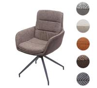 Mendler Chaise de salle à manger HWC-K32 pivotante réglable tissu marron foncé