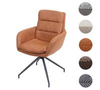Chaise de salle à manger HWC-K32, fauteuil chaise, pivotante position auto, tissu/textile aspect daim marron