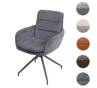 Chaise de salle à manger HWC-K32, fauteuil chaise, pivotante position auto, tissu/textile cord - gris