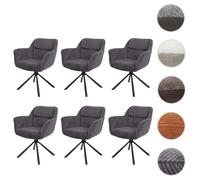 Lot de 6 chaises de salle à manger HWC-K33, chaise de cuisine, pivotante Auto-Position, tissu/textile gris corde