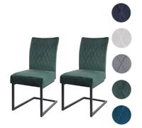Lot de 2 chaises cantilever HWC-L15, chaise visiteur chaise de conférence, velours acier époxy vert