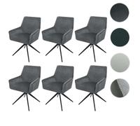 Lot de 6 chaises de salle à manger HWC-L91, chaise de cuisine accoudoir pivotant Auto-Position tissu/textile gris foncé