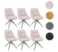 Lot de 6 chaises de salle à manger HWC-M65, chaise de cuisine fauteuil chaise, pivotante auto position métal tissu/textile crème-beige