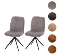 Lot de 2 chaises de salle à manger HWC-M68, fauteuil de cuisine, pivotant Auto-Position, métal tissu/textile gris