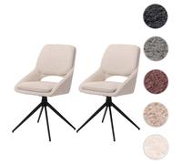Lot de 2 chaises de salle à manger HWC-N73, chaise de cuisine, pivotante Auto-Return, tissu/textile Boucle (540g/m²) Oeko-Tex crème