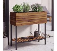 Mendler Jardinière surélevée HWC-P84, bac à Fleurs, jardinière, en Bois d'acacia Marron