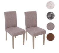 2x chaise de séjour Littau tissu gris, pieds: structure chêne