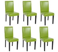 Lot de 6 chaises de séjour Littau simili-cuir, vert, pieds foncés