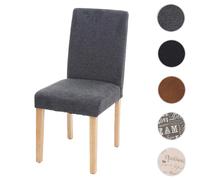 Chaise de salle à manger Littau, chaise de cuisine, tissu/textile gris anthracite, pieds clairs