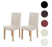 Mendler Lot de 2 chaises de séjour Littau – simili‑cuir blanc, pieds clairs, H. 90 cm