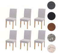 Lot de 6 chaises de salle à manger Chaise de cuisine Littau textile, crème-beige, pieds clairs