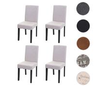 4x chaise de salle à manger chaise de cuisine Littau textile, beige crème, pieds foncés