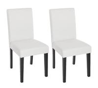 Lot de 2 chaises de séjour Littau simili-cuir, blanc mat, pieds foncés