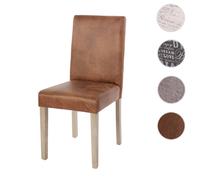 Mendler Chaise de Salle à Manger Littau Tissu Textile Simili-Daim Pieds Marron