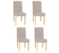 Mendler – Lot de 4 chaises de séjour Littau – Tissu gris, pieds clairs