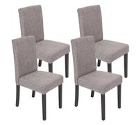 Lot de 4 chaises de séjour Littau tissu gris, pieds foncés