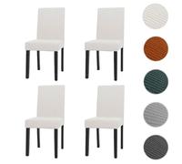 Lot de 4 chaises de salle à manger Littau, chaise de cuisine à dossier haut, tissu/textile Velours bois crème, pieds foncés