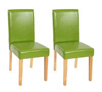Lot de 2 chaises de séjour Littau simili-cuir, vert, pieds clairs