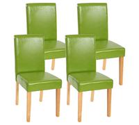Lot de 4 chaises de séjour Littau simili-cuir, vert, pieds clairs