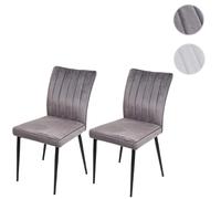 Lot de 2 chaises de salle à manger HWC-K16, chaise de cuisine, velours métal gris foncé