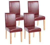 Mendler Lot 4 chaises séjour Littau simili-cuir brun rouge